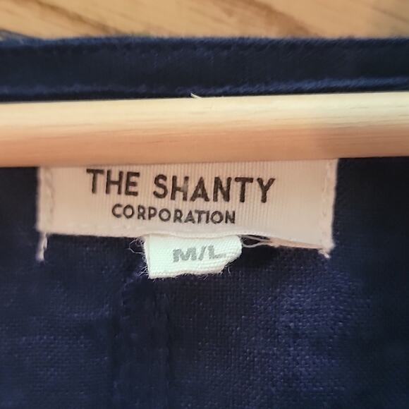 The Shanty Corporation. Navy Dress. Coverup. Size Medium Large. 100% Linen. - Picture 3 of 5